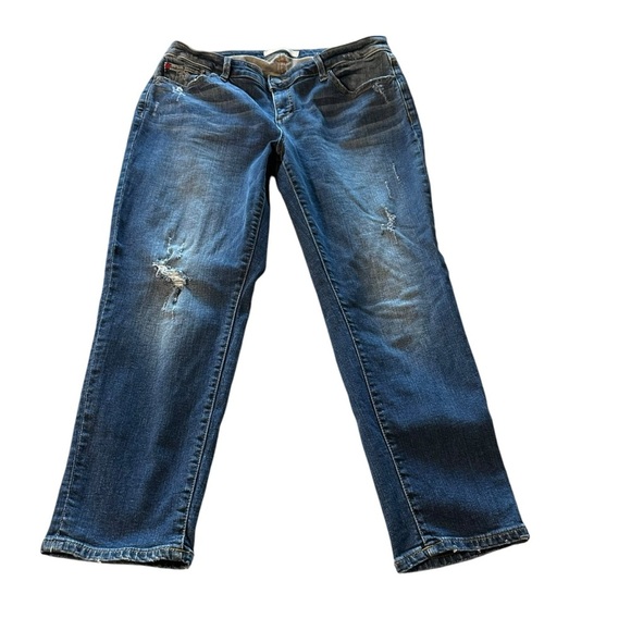 Slink Jeans Curvy size 14 Jeans rise 10 1/2", inseam 26" cropped, distressed - Picture 1 of 5